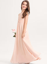 Load image into Gallery viewer, Neck Chiffon A-Line Scoop Junior Bridesmaid Dresses Guadalupe With Floor-Length Ruffle