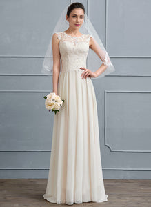 A-Line Lace Dress Sequins Wedding Dresses Monique Scoop Beading Wedding Floor-Length With Chiffon