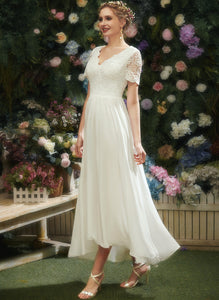 Dress Maisie V-neck Lace Wedding Asymmetrical Chiffon Wedding Dresses A-Line