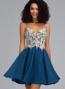 Chiffon V-neck Dress Lace A-Line Beading Short/Mini Homecoming Homecoming Dresses Alyvia With