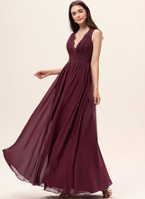 Load image into Gallery viewer, A-Line Floor-Length Silhouette Lace Ruffle Neckline Length V-neck Fabric Embellishment Ainsley Bridesmaid Dresses