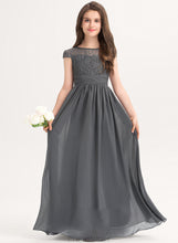 Load image into Gallery viewer, With Destinee Scoop Junior Bridesmaid Dresses Lace A-Line Chiffon Ruffle Neck Floor-Length