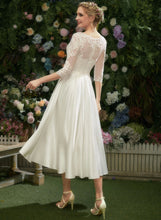 Load image into Gallery viewer, Tea-Length Wedding Dresses Dress Illusion Wedding A-Line Satin Lace Kaylynn