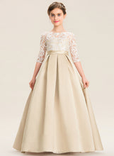 Load image into Gallery viewer, Ball-Gown/Princess Nora Satin Floor-Length Neck Lace Junior Bridesmaid Dresses Scoop