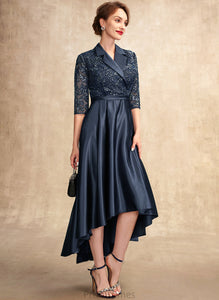 Dress With Mother of the Bride Dresses Bride Pockets Mother A-Line Asymmetrical the Satin Sequins Christine V-neck Lace of