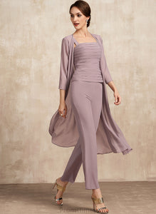 With Mother of the Bride Dresses Jumpsuit/Pantsuit Ankle-Length Ruffle Square of Neckline the Chiffon Mother Bride Dress Kiana