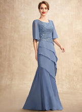 Load image into Gallery viewer, Mother the Neck Mother of the Bride Dresses Floor-Length Sequins Chiffon of Cascading Bride With Roberta Ruffles A-Line Dress Scoop Lace