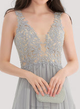 Load image into Gallery viewer, Rhinestone Floor-Length Chiffon Lace Dayanara A-Line With Prom Dresses V-neck