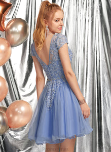 Dress Lace Beading Lace With Homecoming Dresses Short/Mini A-Line Neck Scoop Julia Homecoming Appliques Tulle