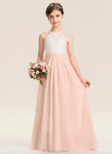 Load image into Gallery viewer, Neck Junior Bridesmaid Dresses Floor-Length Lace A-Line Chiffon Ciara Scoop