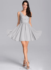 A-Line Homecoming Dress V-neck Lace Sally Homecoming Dresses Short/Mini With Chiffon Sequins