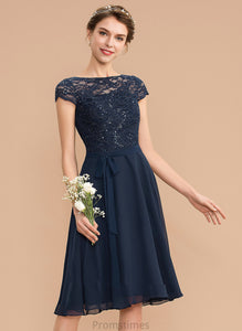 With A-Line Lace Karissa Dress Knee-Length Scoop Homecoming Dresses Chiffon Bow(s) Neck Homecoming