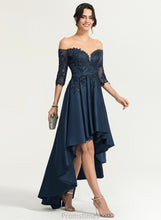 Load image into Gallery viewer, With Asymmetrical Kaitlyn Homecoming Dresses Dress Satin Off-the-Shoulder A-Line Lace Homecoming