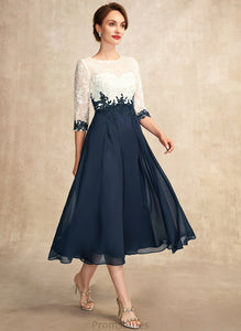 Neck Ryan Lace Mother of the Bride Dresses A-Line the Mother Bride Chiffon of Tea-Length Dress Scoop