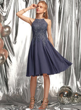 Load image into Gallery viewer, Lace With Prom Dresses Scoop A-Line Appliques Knee-Length Savanah Chiffon