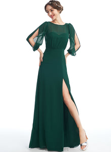 Floor-Length Embellishment Straps ScoopNeck Neckline SplitFront Silhouette A-Line Length Anne Bridesmaid Dresses