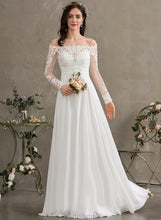 Load image into Gallery viewer, Chiffon Lace Wedding Dresses Off-the-Shoulder Wedding Floor-Length A-Line Dress Regina