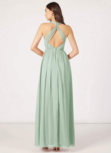 Yaritza A-Line/Princess Natural Waist Spaghetti Staps Floor Length Sleeveless Bridesmaid Dresses