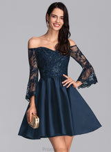 Load image into Gallery viewer, A-Line Homecoming Dresses Lace Homecoming Short/Mini Dress With Satin Off-the-Shoulder Shelby