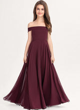 Load image into Gallery viewer, A-Line Floor-Length Adalyn Chiffon Junior Bridesmaid Dresses Off-the-Shoulder