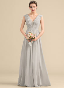Length Ruffle Floor-Length Silhouette A-Line V-neck Fabric Neckline Embellishment Kaiya Bridesmaid Dresses