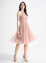 Load image into Gallery viewer, Lace Neck Tulle Alexa Dress Homecoming Dresses Knee-Length Homecoming Scoop A-Line With