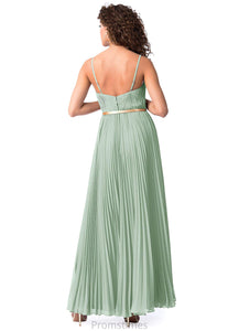 Mariam Natural Waist A-Line/Princess Floor Length Sleeveless Spaghetti Staps Bridesmaid Dresses