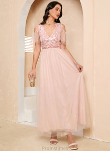 Fabric Straps Length Ankle-Length Silhouette Neckline V-neck Tulle A-Line Alana Natural Waist Floor Length Bridesmaid Dresses