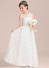 Load image into Gallery viewer, Scoop Floor-Length Alaina Junior Bridesmaid Dresses Neck Sash With Bow(s) A-Line Lace