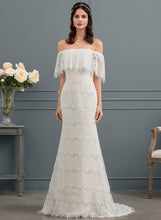 Load image into Gallery viewer, Bow(s) Trumpet/Mermaid Lace Wedding Dresses Dress With Off-the-Shoulder Laila Train Sweep Wedding