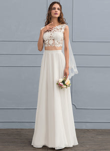 A-Line Wedding Madalynn Lace Sequins Floor-Length Chiffon Wedding Dresses With Beading Dress