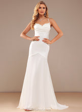 Load image into Gallery viewer, Trumpet/Mermaid V-neck Wedding Val Dress Sweep With Lace Chiffon Train Wedding Dresses