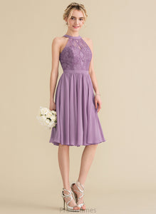 With Chiffon Scoop Knee-Length Homecoming A-Line Lace Mariyah Lace Neck Homecoming Dresses Dress