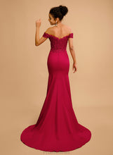 Load image into Gallery viewer, Off-the-Shoulder With Floor-Length Sequins Maya Stretch Prom Dresses Trumpet/Mermaid Crepe