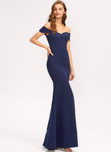 Off-the-Shoulder Split Trumpet/Mermaid Crepe With Guadalupe Stretch Prom Dresses Front Floor-Length