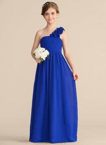 Ashlynn Chiffon A-Line One-Shoulder Junior Bridesmaid Dresses Flower(s) Floor-Length With Ruffle