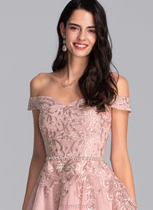A-Line Homecoming Dresses Beading Off-the-Shoulder With Lace Dress Short/Mini Homecoming Jaylin Tulle