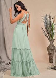 Eden Floor Length V-Neck Sleeveless Natural Waist A-Line/Princess Bridesmaid Dresses