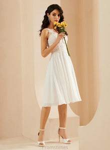 A-Line Lexi Wedding Dresses Chiffon Knee-Length With Dress V-neck Lace Sequins Wedding