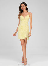 Load image into Gallery viewer, Club Dresses Melody Lace Front V-neck Dress Split With Short/Mini Homecoming Bodycon