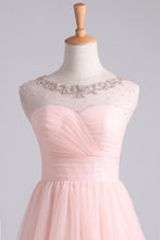 Load image into Gallery viewer, 2024 Bateau Homecoming Dresses A Line Short/Mini With Beads And Ruffles