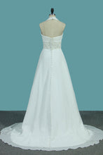 Load image into Gallery viewer, 2022 A Line Chiffon Wedding Dresses With Beading &amp; Sequince Court Train