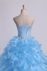 2024 Sweetheart Quinceanera Dresses Ball Gown Organza With Beading