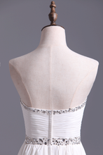 Load image into Gallery viewer, 2022 Graduation Dress Beaded Sweetheart Neckline And Waistline Pleated Bodice Chiffon White Short/Mini