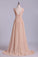2024 V Neck A Line Chiffon Bridesmaid Dress With Beads Floor Length