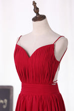 Load image into Gallery viewer, 2022 Sexy Open Back Spaghetti Straps Prom Dresses Chiffon With Ruffles A Line