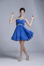 Load image into Gallery viewer, 2024 Homecoming Dresses Short/Mini Rulffled&amp;Beaded Chiffon Dark Royal Blue