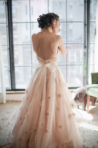 2022 Sweetheart Wedding Dresses A Line Tulle With Ruffles And Handmade Flowers