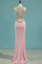Load image into Gallery viewer, 2022 Spandex Scoop Open Back Beaded Bodice Prom Dresses Mermaid