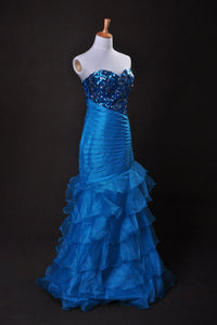 Cheap Prom Dresses Blue  Sweetheart Floor Length Organza Taffeta Cz